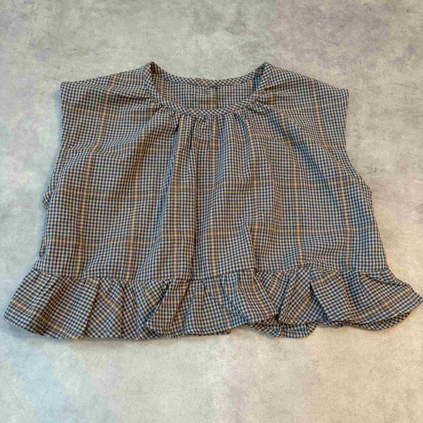 キッズチェック裾フリルシャツ
