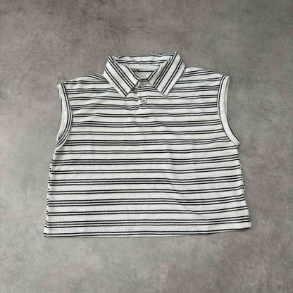 ノースリ襟＆細ボーダーポロ