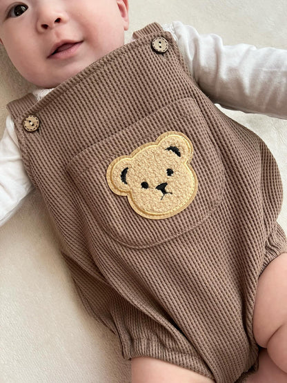 ポケットくま刺繍サロペット