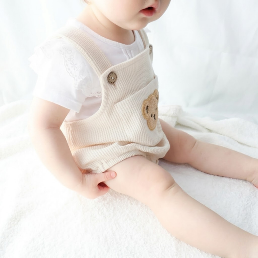 ポケットくま刺繍サロペット