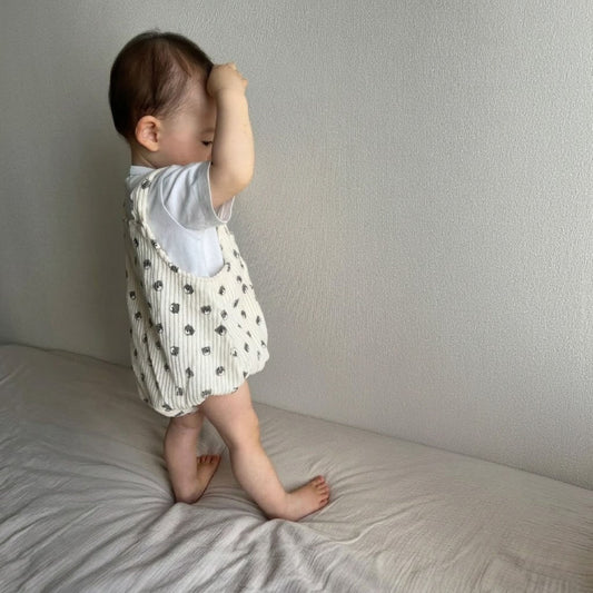 総柄コーデュロイサロペット