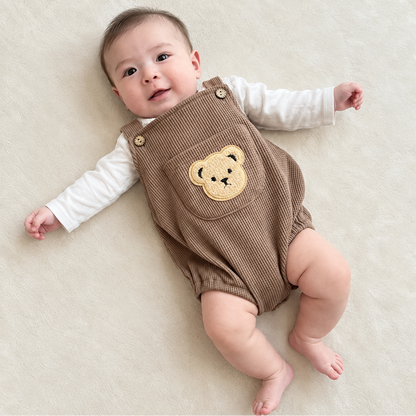 ポケットくま刺繍サロペット