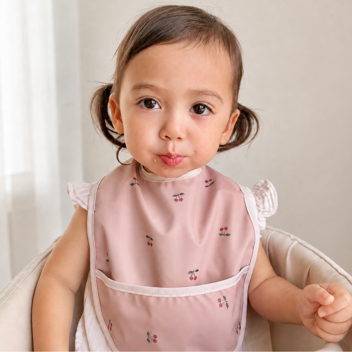 ナチュラル袖無しお食事エプロン3枚セット