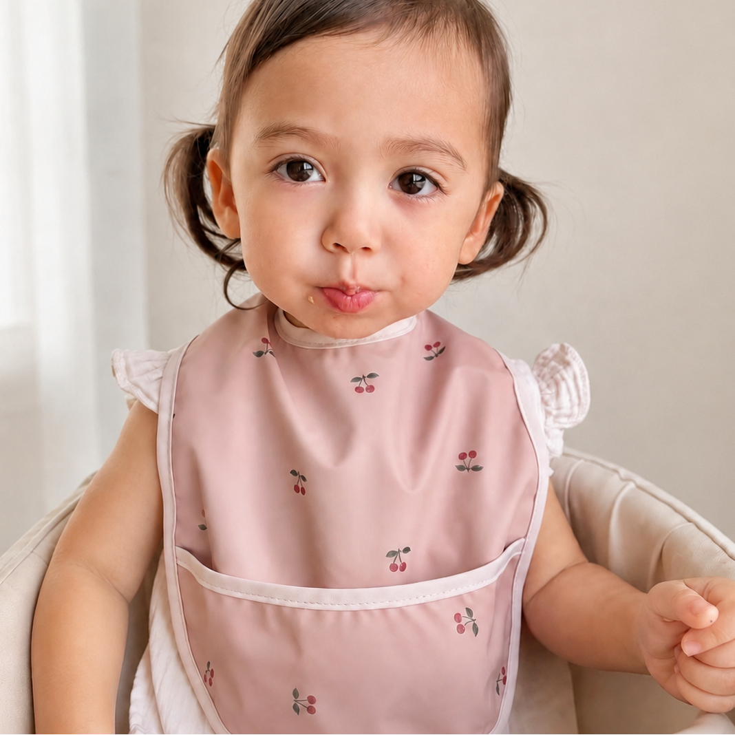 ナチュラル袖無しお食事エプロン1枚セット