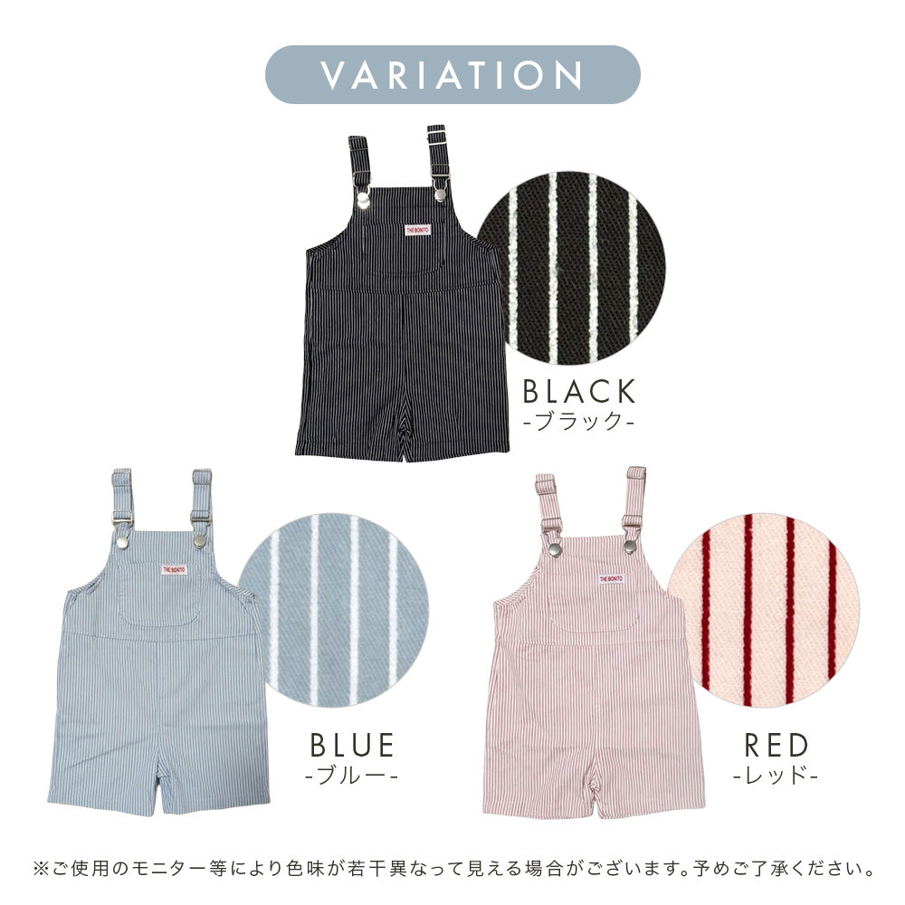 胸タグストライプサロペット