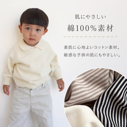 襟付きニットプルオーバー