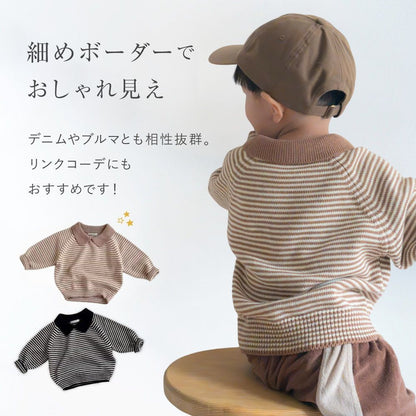 襟付きニットプルオーバー