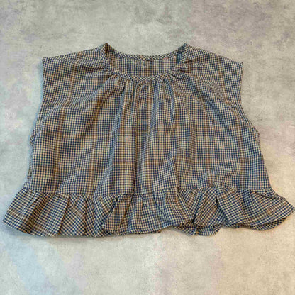 キッズチェック裾フリルシャツ