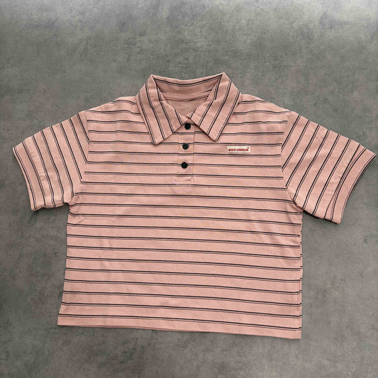 衿つきボーダーTシャツ