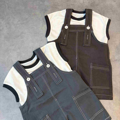 リンガーTシャツ＆オーバーオール