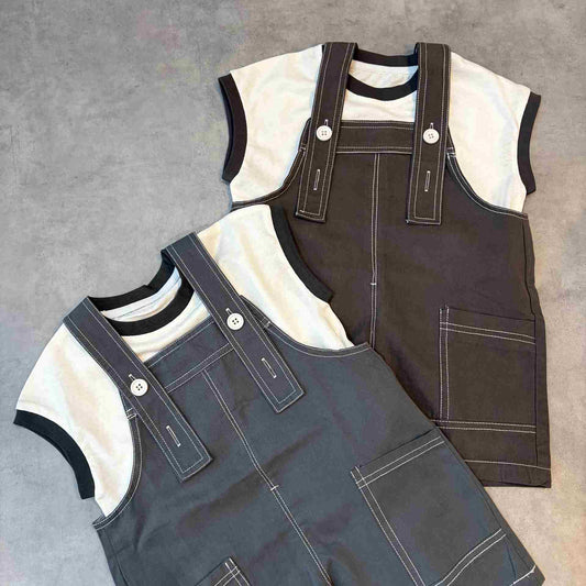 リンガーTシャツ＆オーバーオール