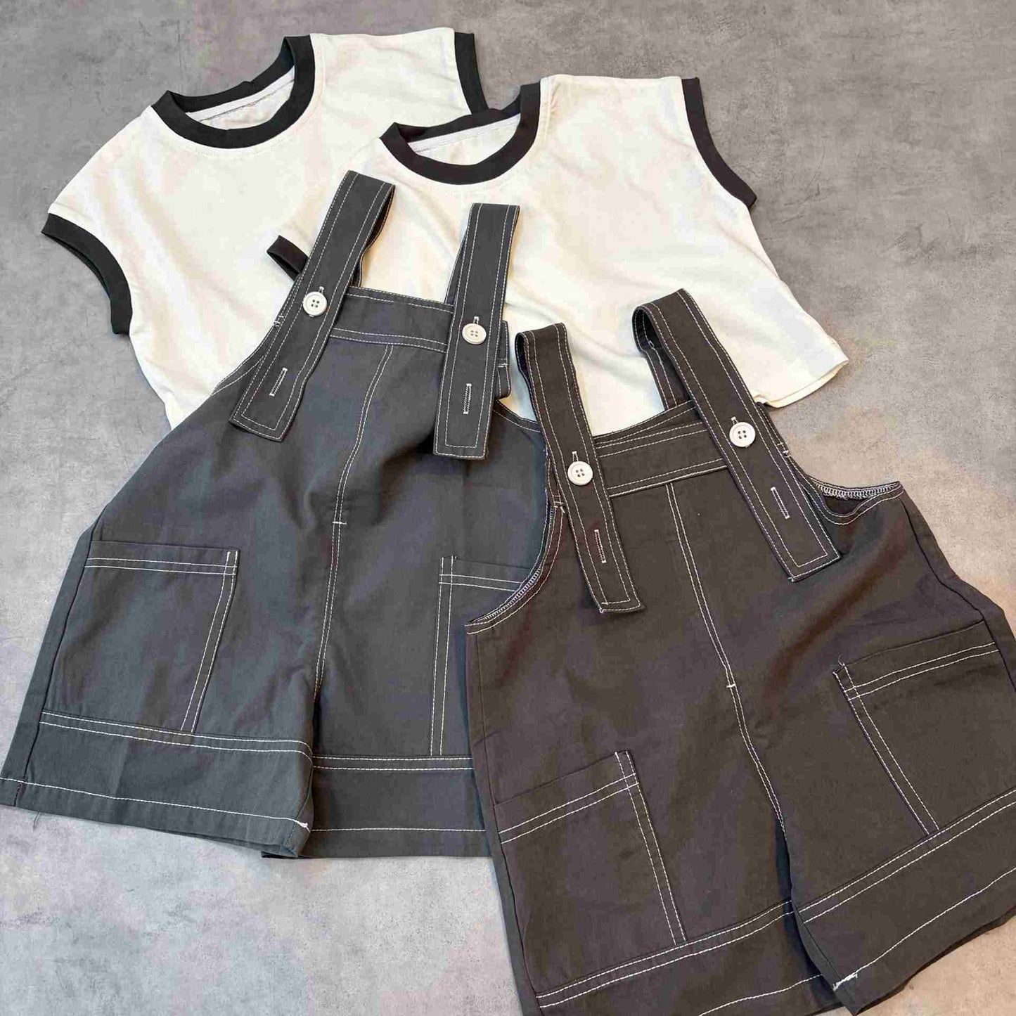リンガーTシャツ＆オーバーオール
