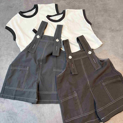 リンガーTシャツ＆オーバーオール