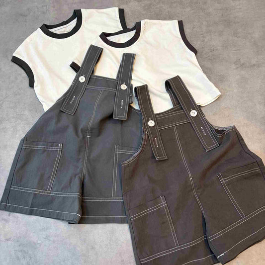リンガーTシャツ＆オーバーオール