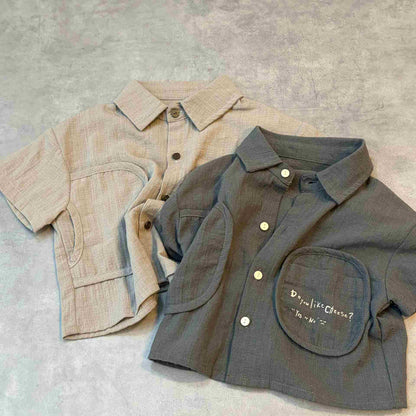 キッズメッセージロゴポケットシャツ