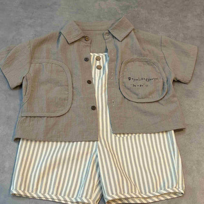 キッズメッセージロゴポケットシャツ