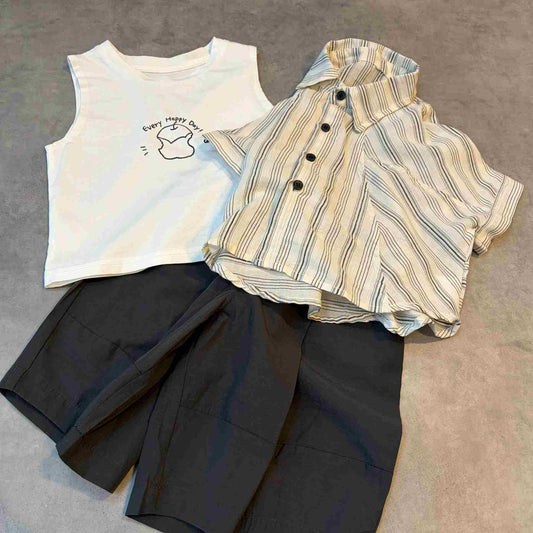 ナチュラルストライプシャツ3点セット