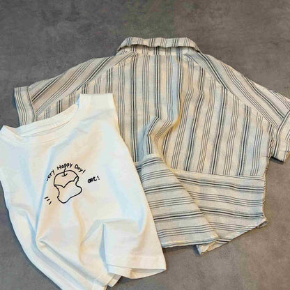 ナチュラルストライプシャツ3点セット