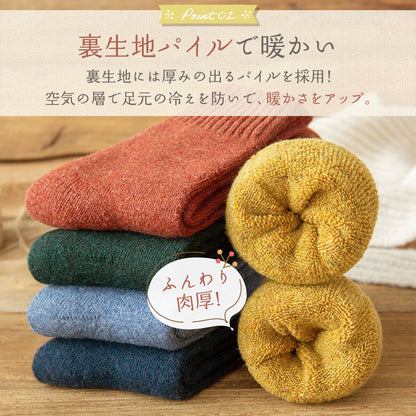 レディース無地厚手靴下5足